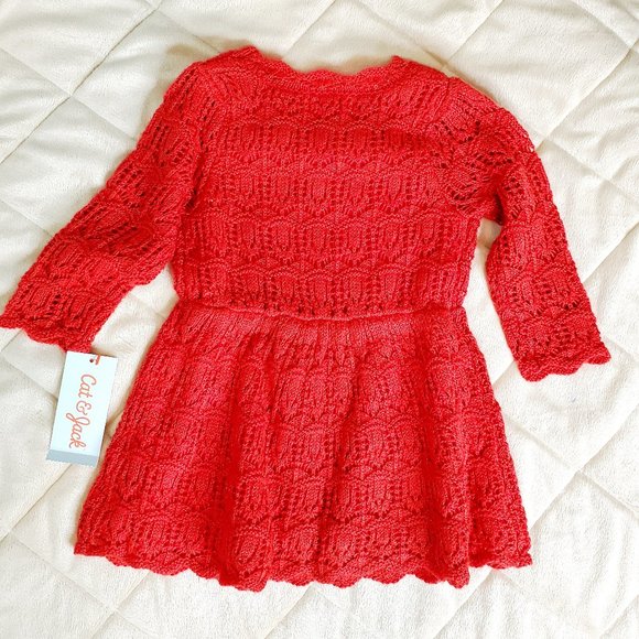 Cat & Jack Red Crochet Dress NWT - Picture 3 of 4